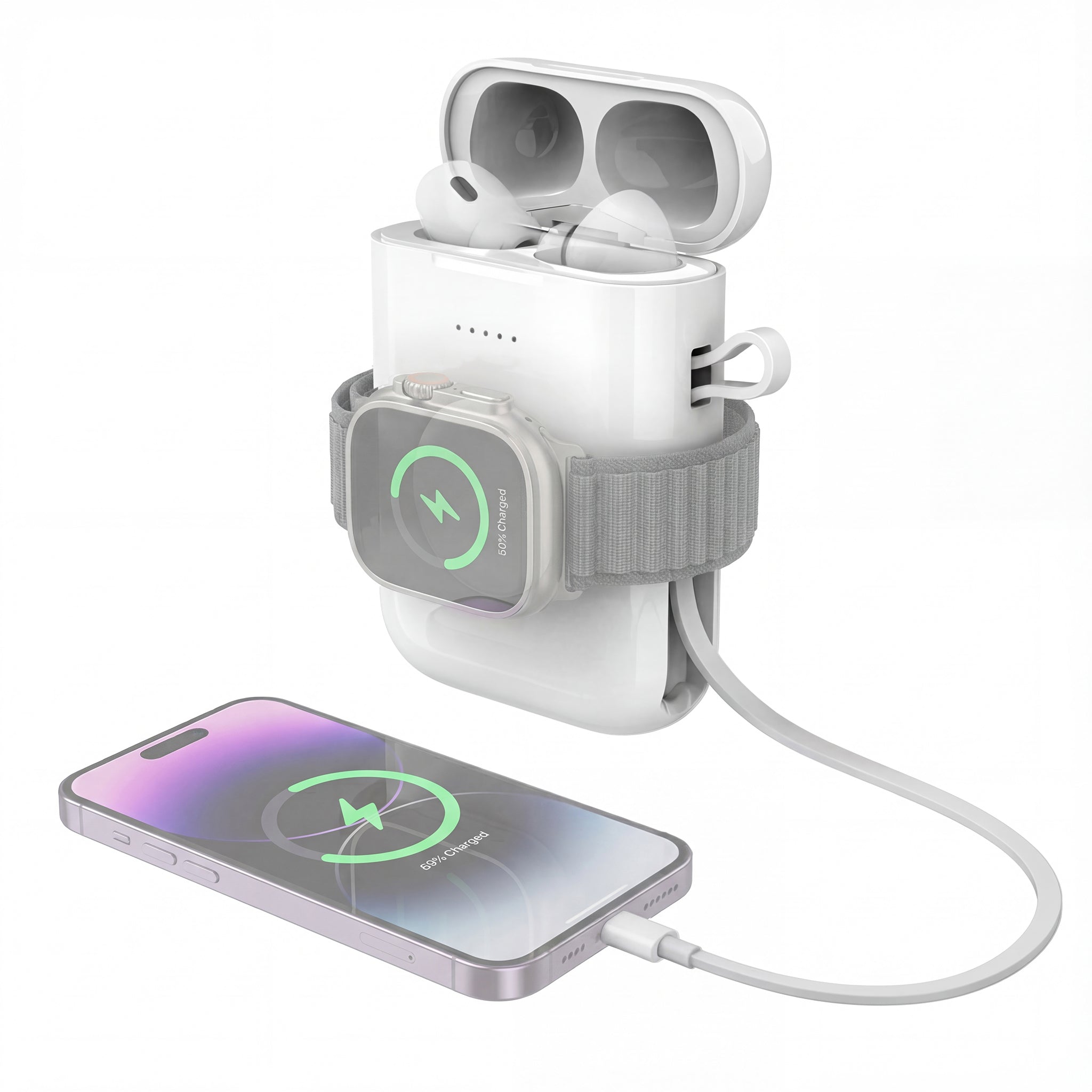 PowerBank Replacement Case for AirPods Pro - 4-in-1 Charger for iPhone