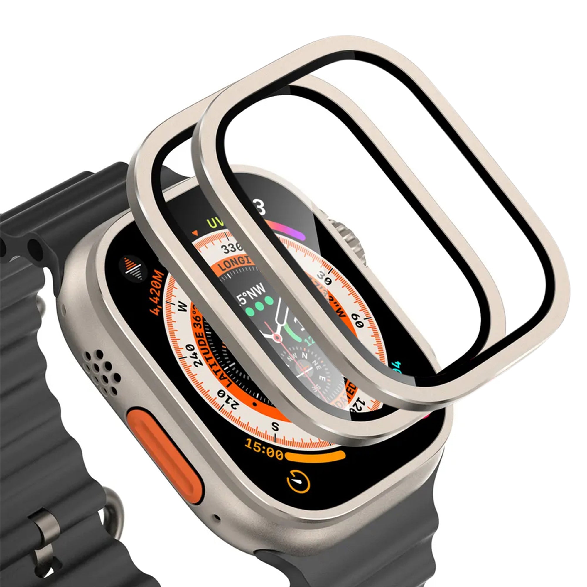 Screen Protector for Apple Watch Ultra 3/2/1 - Tempered Glass Screen and Frame Bezel Protector (2-Pack)