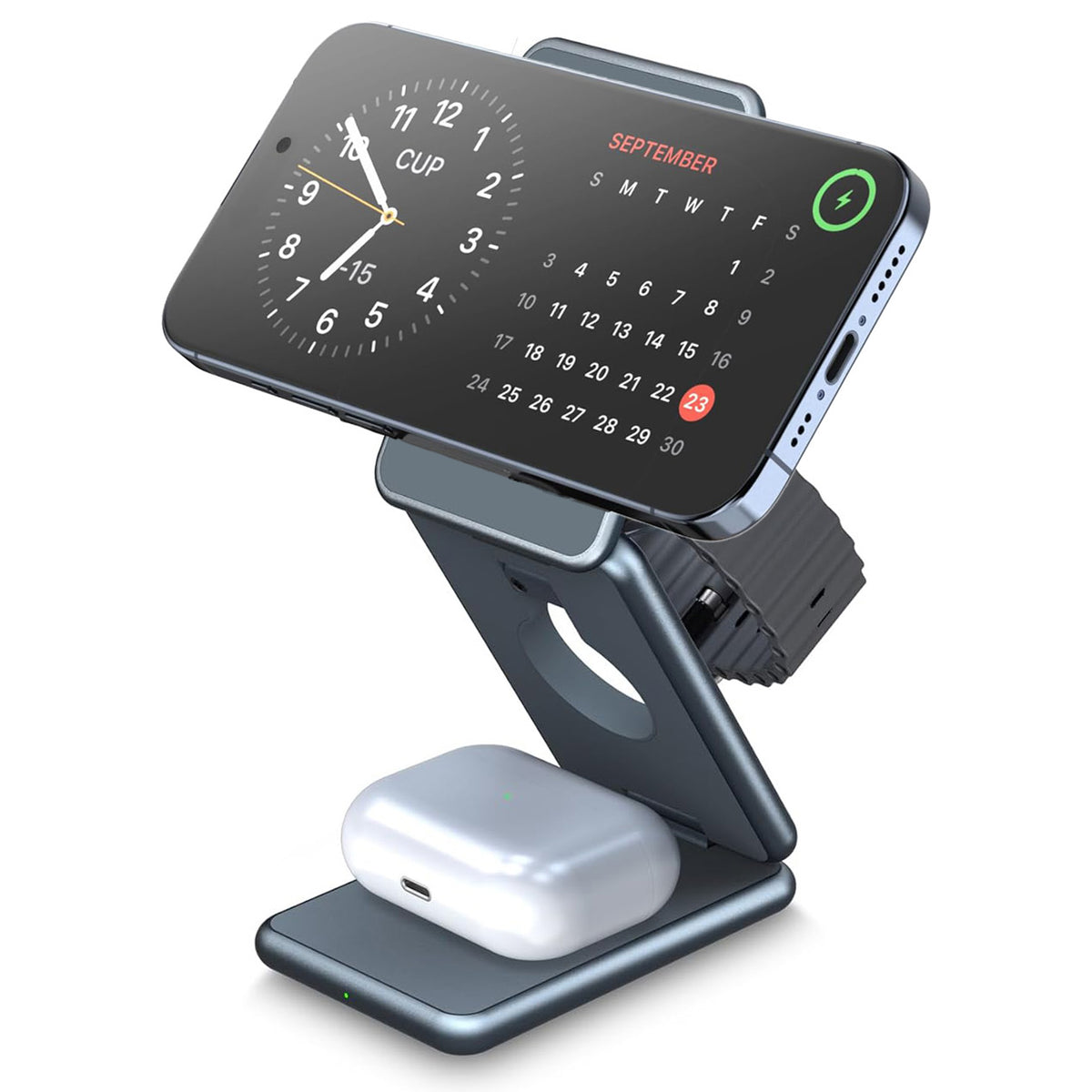 3-in-1 Wireless Charging Station for iPhone, AirPods & Apple Watch – Fast Nightstand Charger Dock