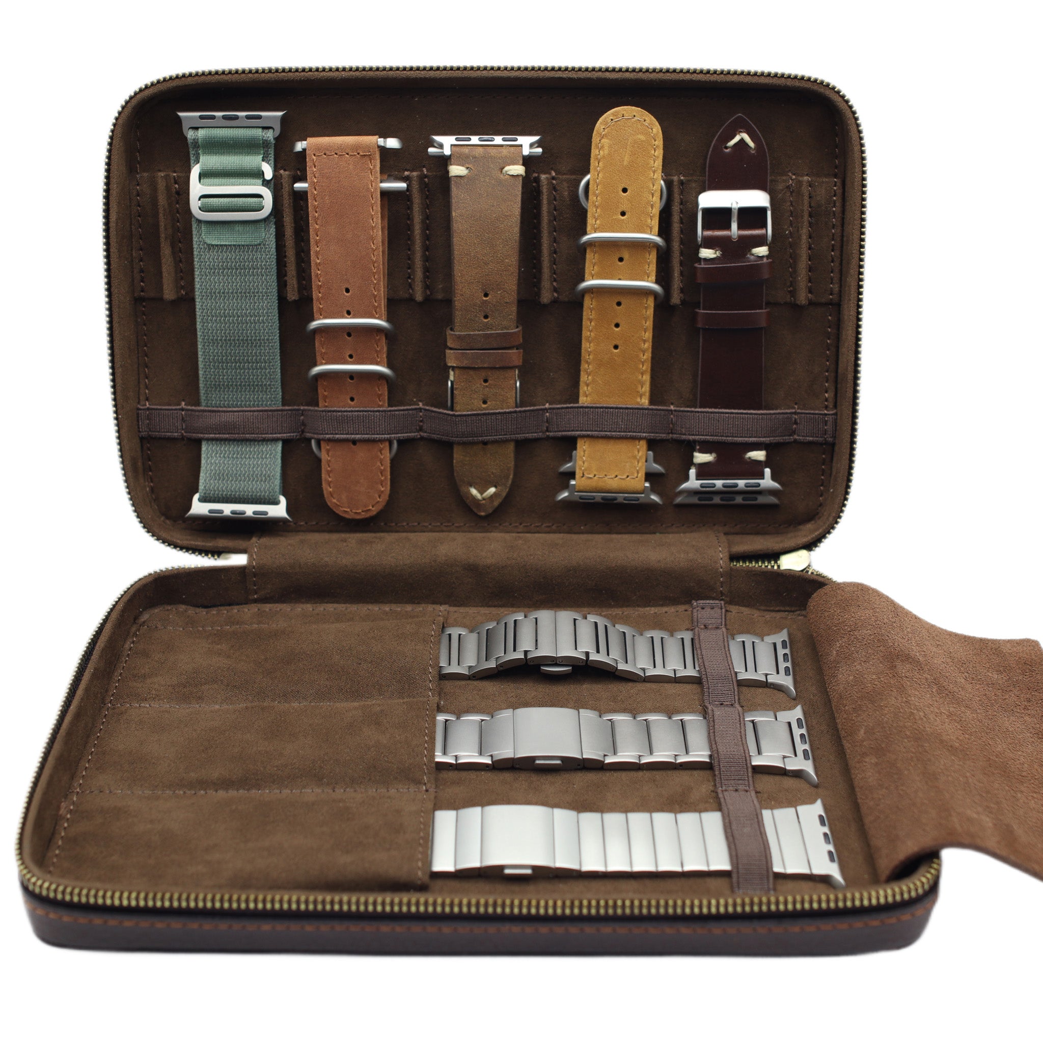 Leather Storage Case for Apple Watch Bands - Fits Metal Bands