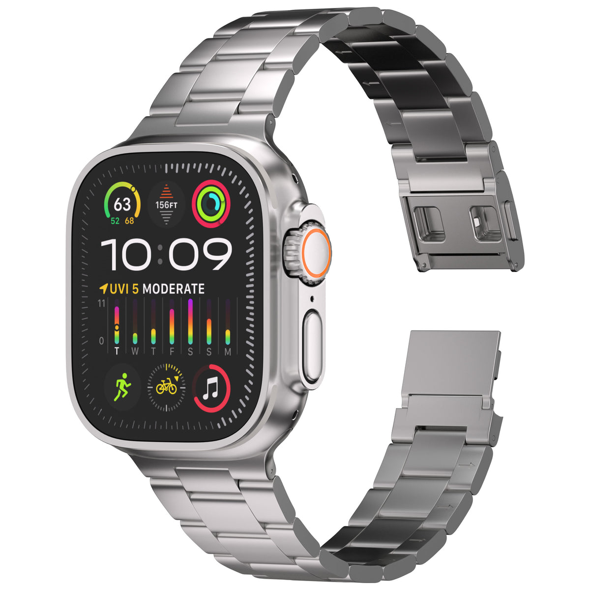 Titanium Oyster Series 2 - Titanium Band for Apple Watch Ultra 2 with Magnet Buckle and Quick Release Links